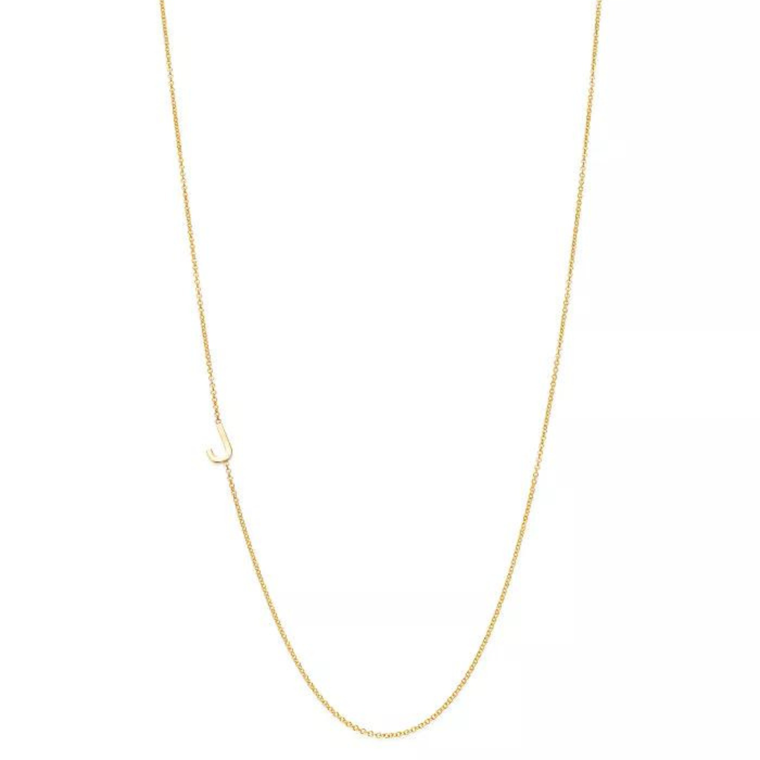 18k Gold Plated Sideway Initial Necklace-Necklace-NEVANNA