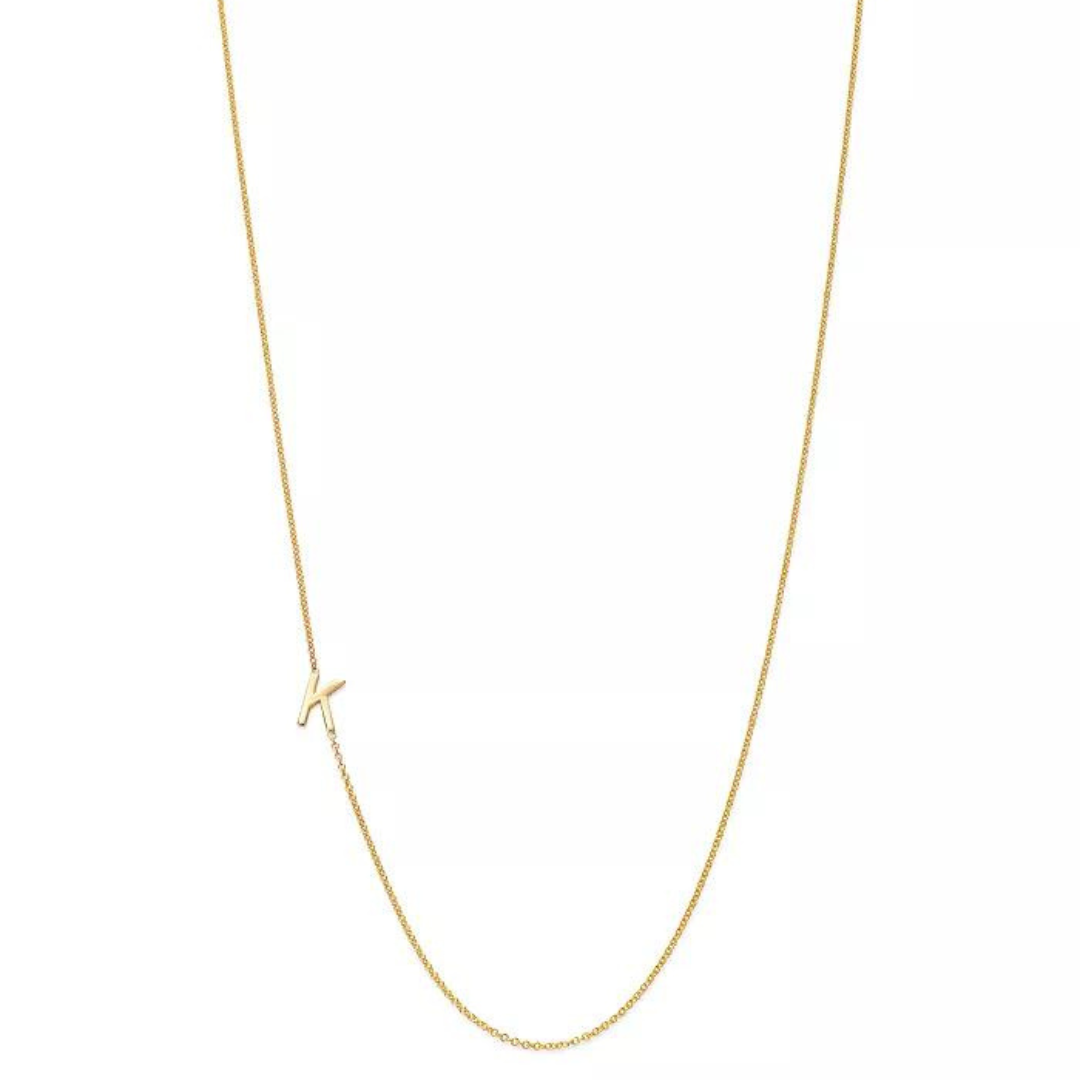 18k Gold Plated Sideway Initial Necklace-Necklace-NEVANNA