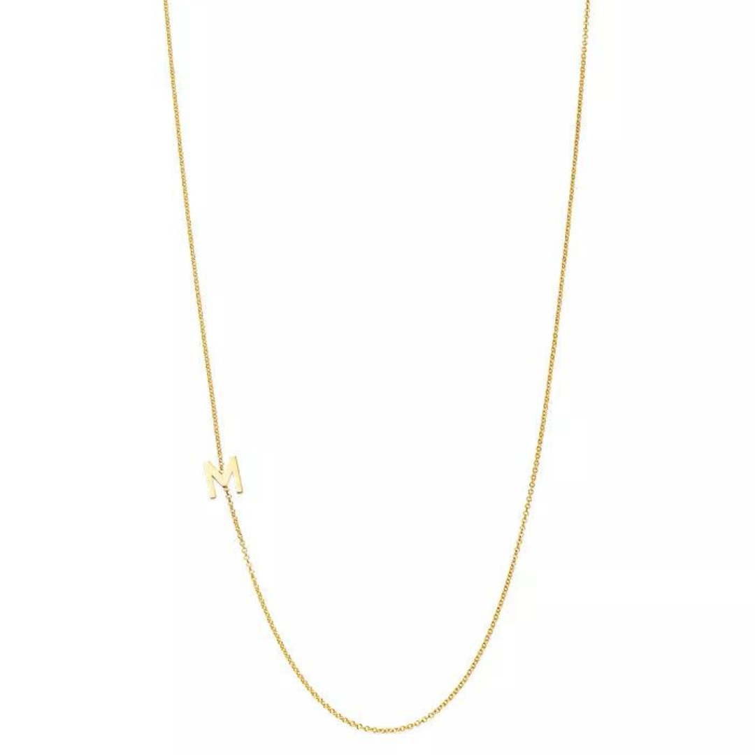 18k Gold Plated Sideway Initial Necklace-Necklace-NEVANNA