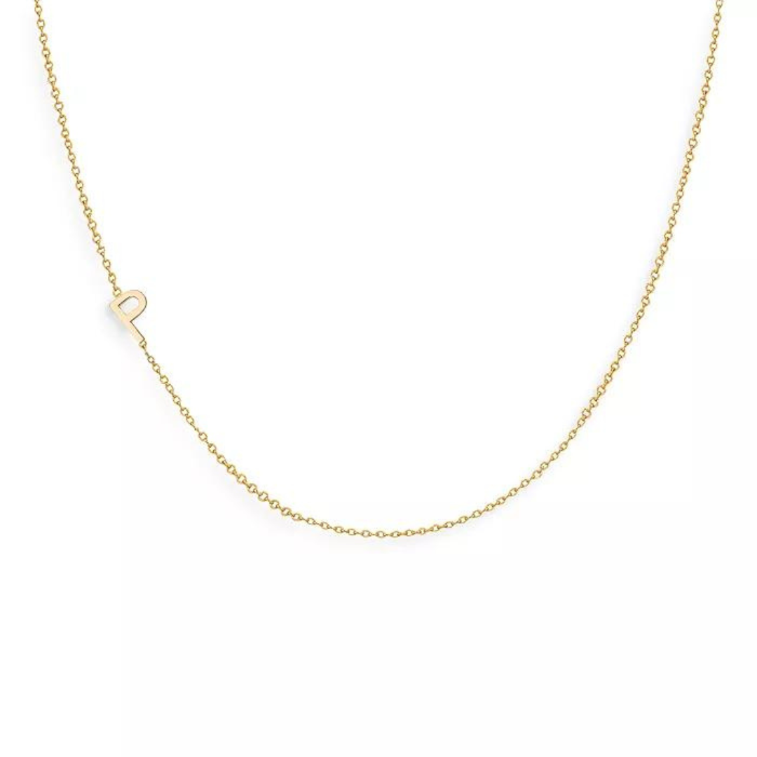 18k Gold Plated Sideway Initial Necklace-Necklace-NEVANNA