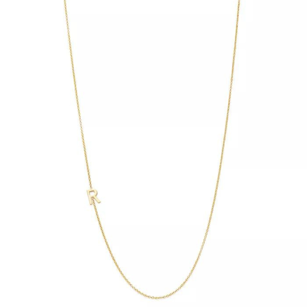 18k Gold Plated Sideway Initial Necklace-Necklace-NEVANNA