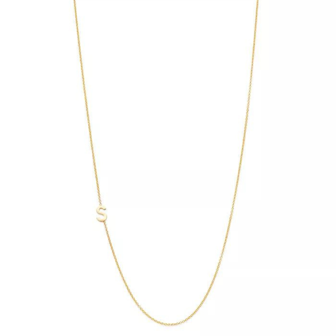 18k Gold Plated Sideway Initial Necklace-Necklace-NEVANNA