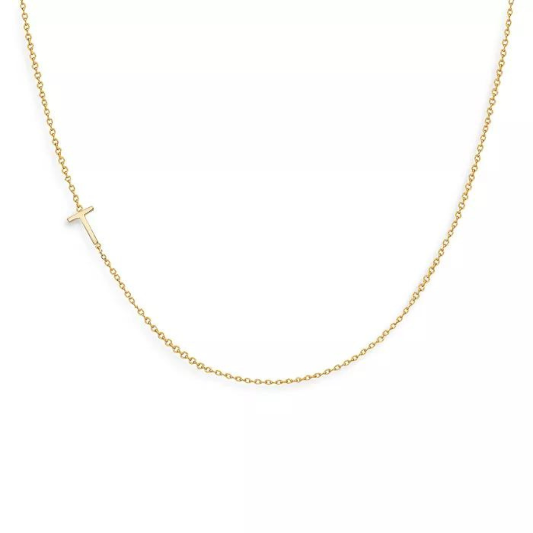 18k Gold Plated Sideway Initial Necklace-Necklace-NEVANNA