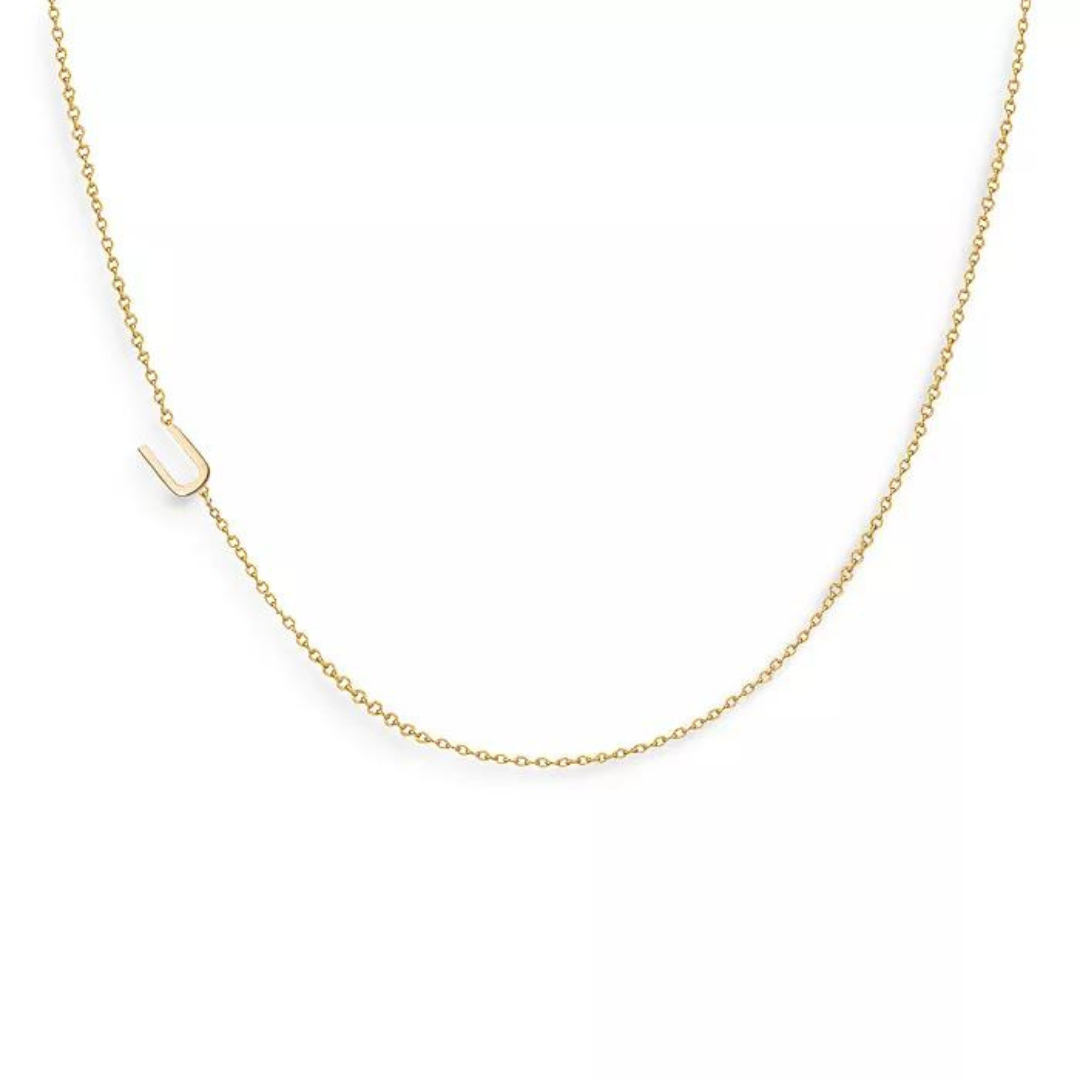 18k Gold Plated Sideway Initial Necklace-Necklace-NEVANNA