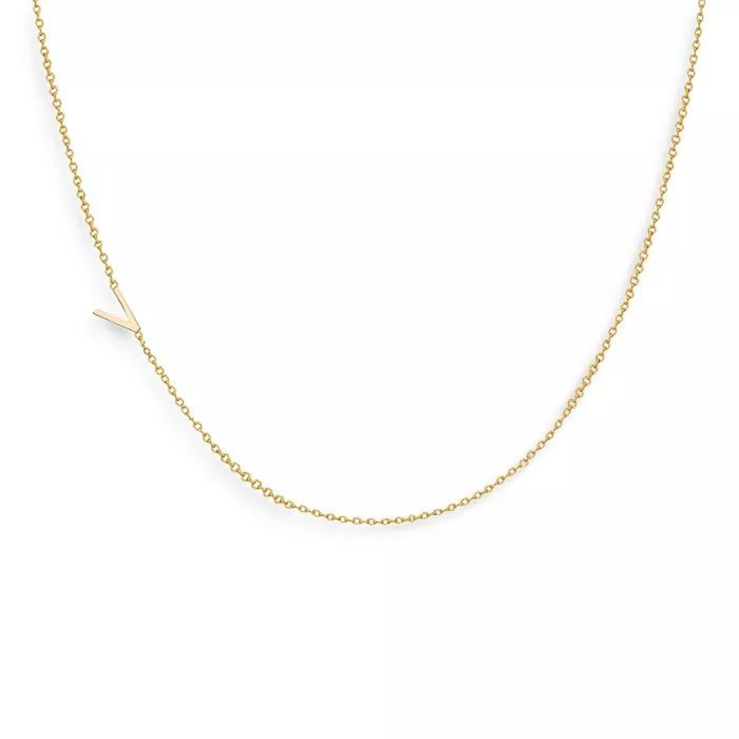 18k Gold Plated Sideway Initial Necklace-Necklace-NEVANNA