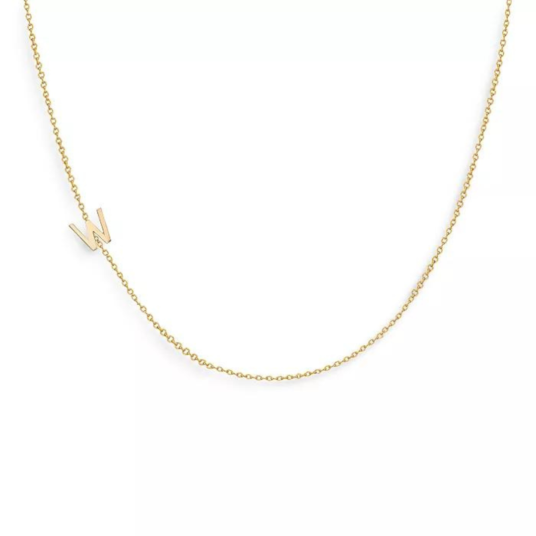 18k Gold Plated Sideway Initial Necklace-Necklace-NEVANNA