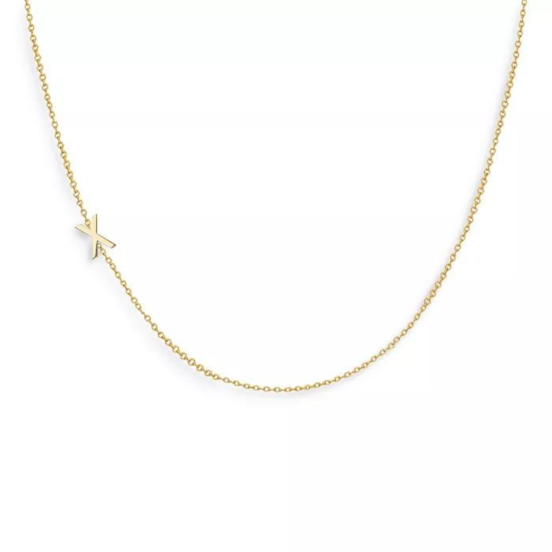 18k Gold Plated Sideway Initial Necklace-Necklace-NEVANNA