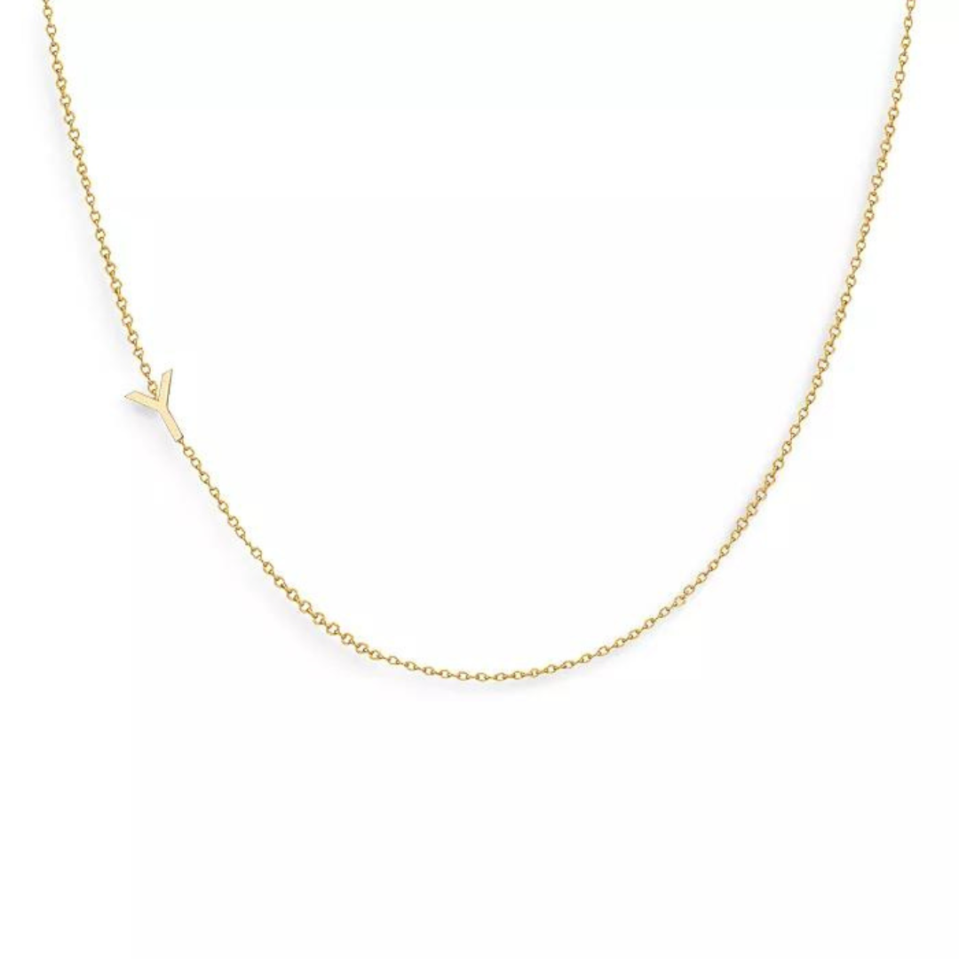 18k Gold Plated Sideway Initial Necklace-Necklace-NEVANNA