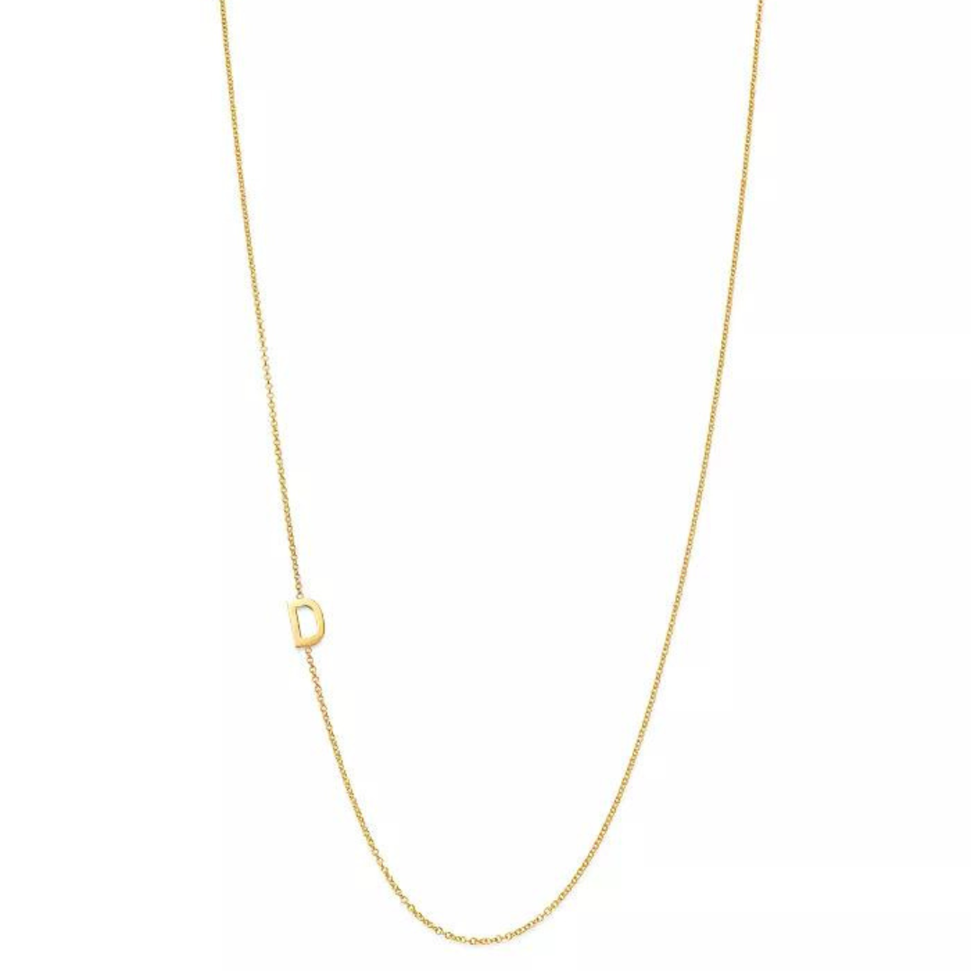 18k Gold Plated Sideway Initial Necklace-Necklace-NEVANNA