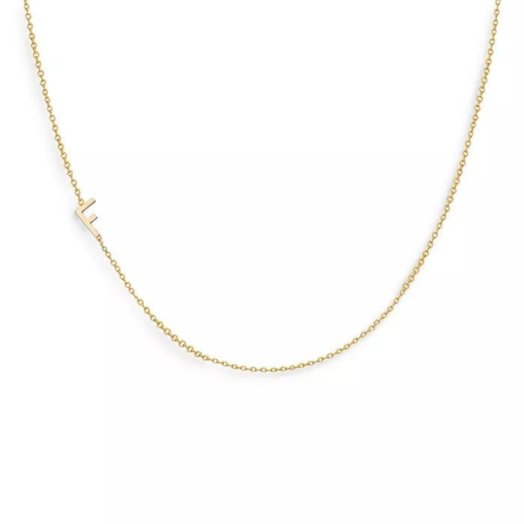 18k Gold Plated Sideway Initial Necklace-Necklace-NEVANNA