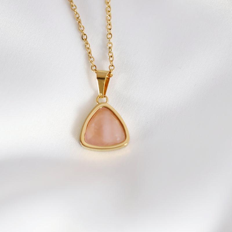 18K Plated Rose Quartz Necklace-Necklaces-NEVANNA