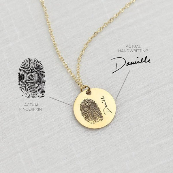 Custom Handwriting Fingerprint Coin Necklace-Necklaces-NEVANNA