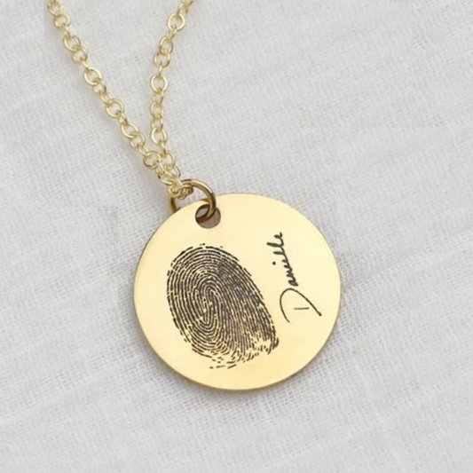 Custom Handwriting Fingerprint Coin Necklace-Necklaces-NEVANNA