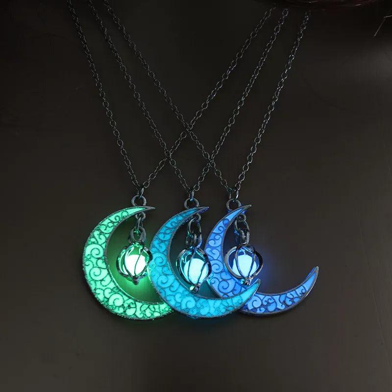 Illuminating Crescent Moon Pendant Necklace-Necklaces-NEVANNA