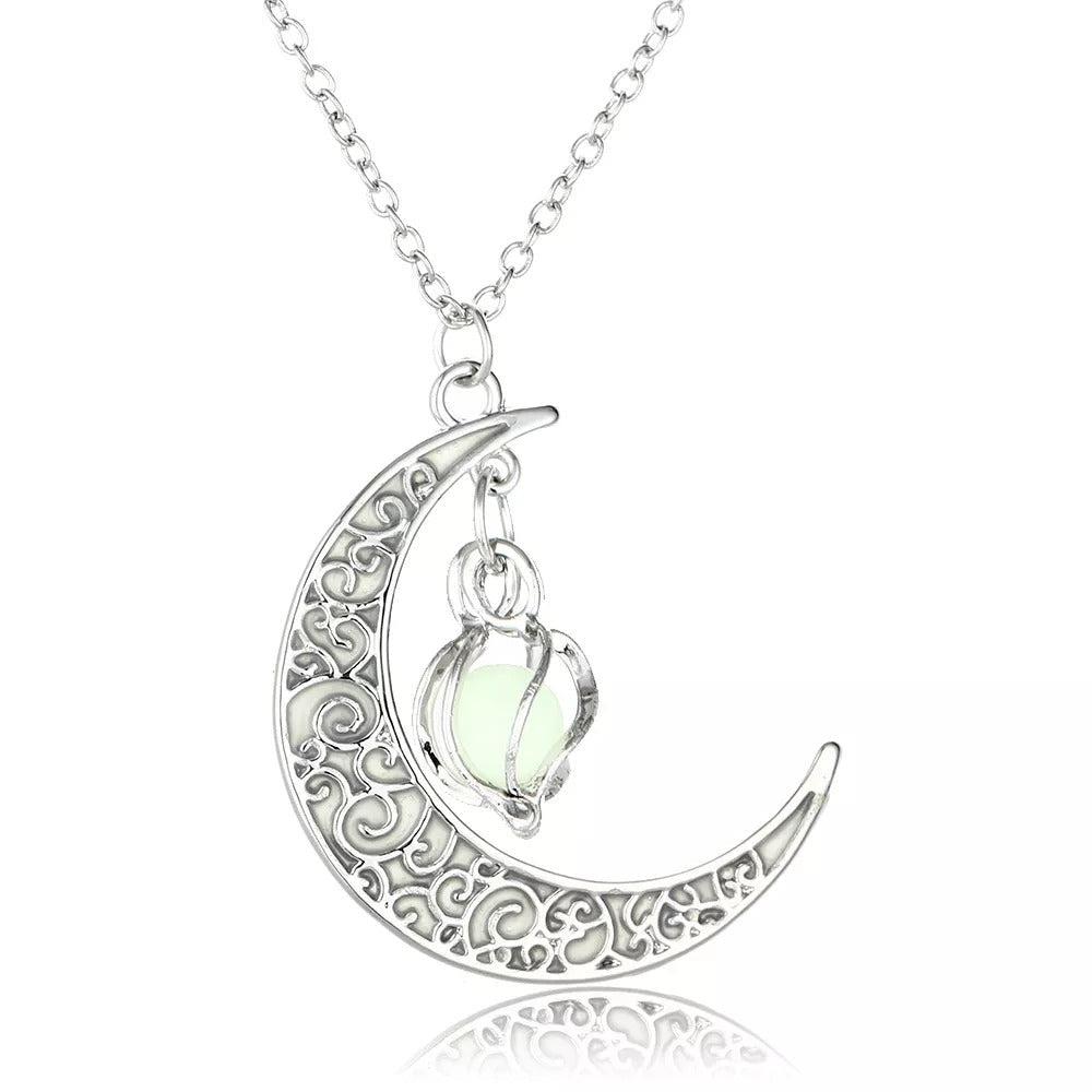 Illuminating Crescent Moon Pendant Necklace-Necklaces-NEVANNA