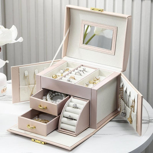 Jewelry Box Organizer With Compartments and Mirror-Jewelry Holders-NEVANNA