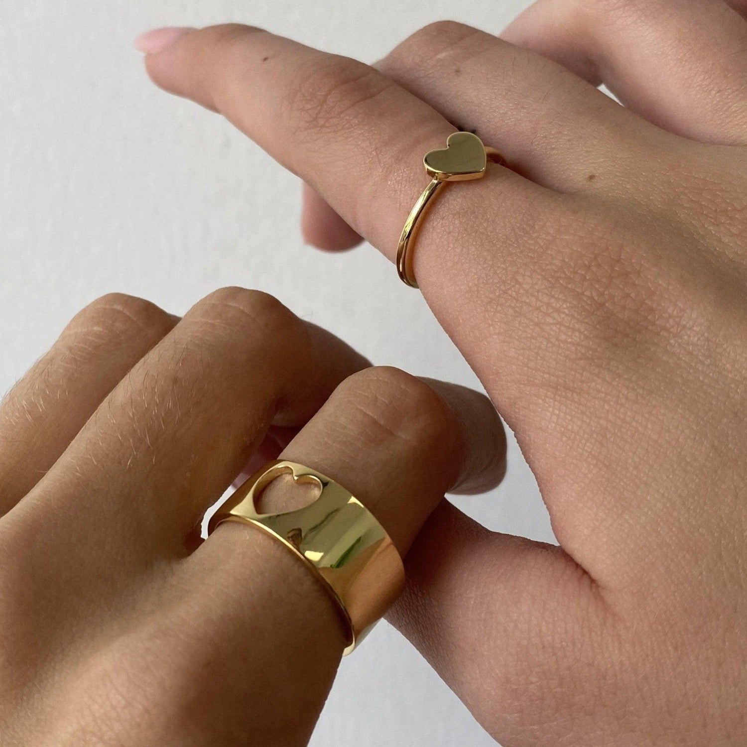 Adjustable Heart Ring Set-Rings-NEVANNA