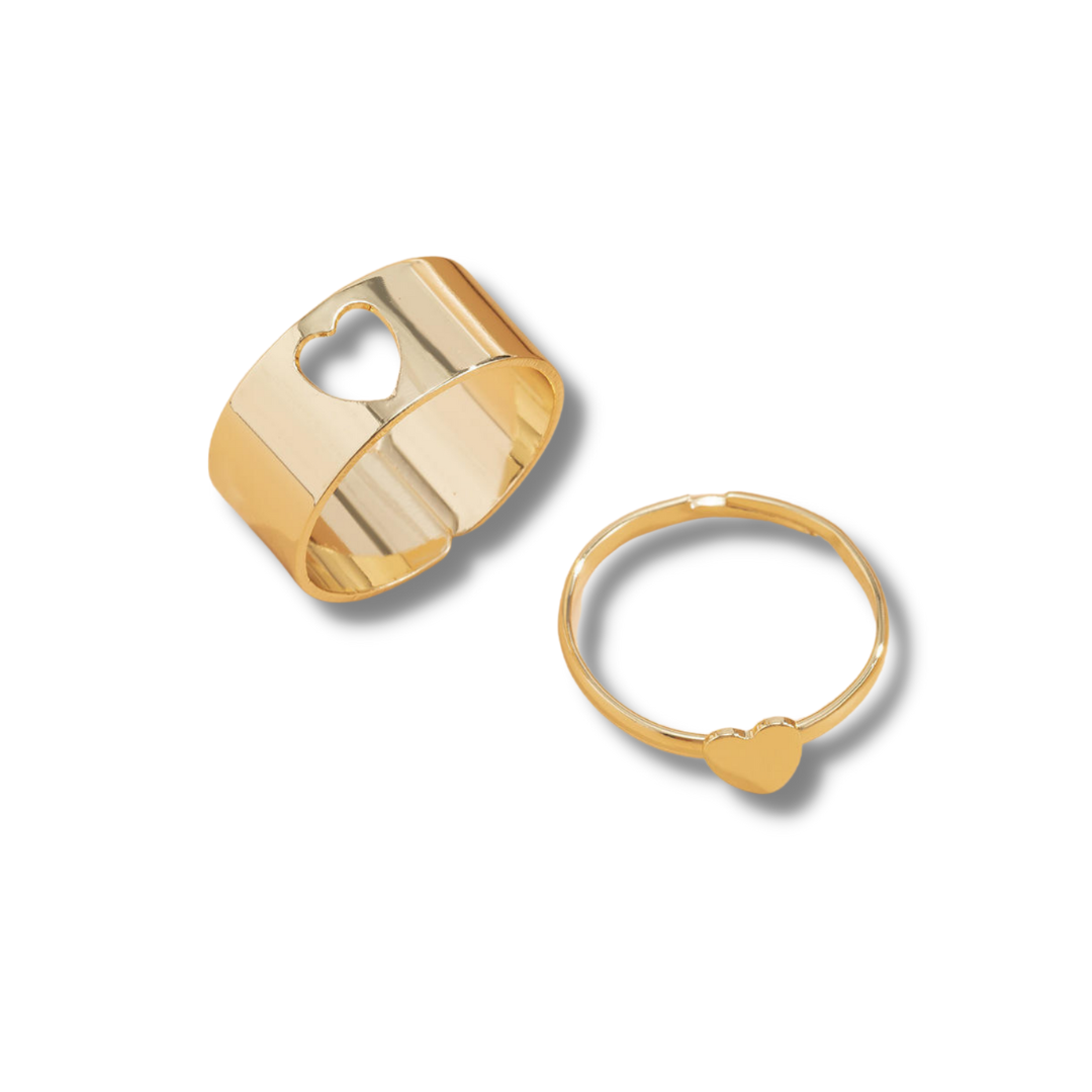Adjustable Heart Ring Set-Rings-NEVANNA