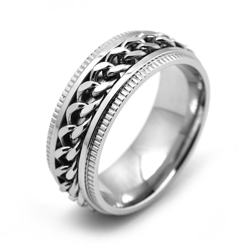 Cuban Link Chain Spinner Ring-Rings-NEVANNA