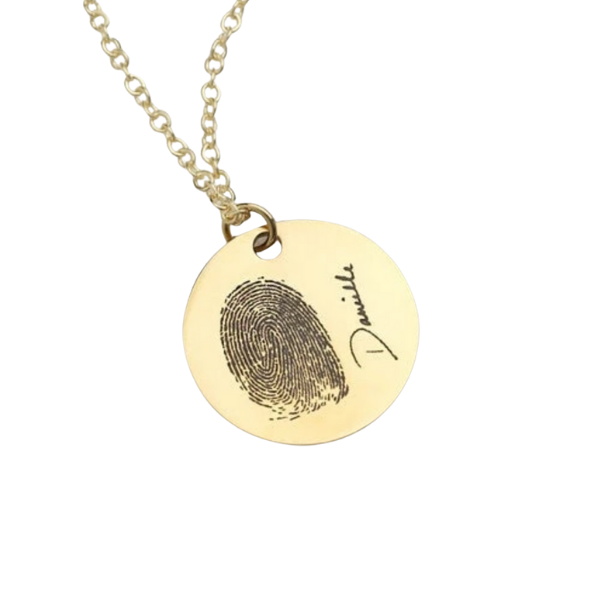 Custom Handwriting Fingerprint Coin Necklace-Necklaces-NEVANNA