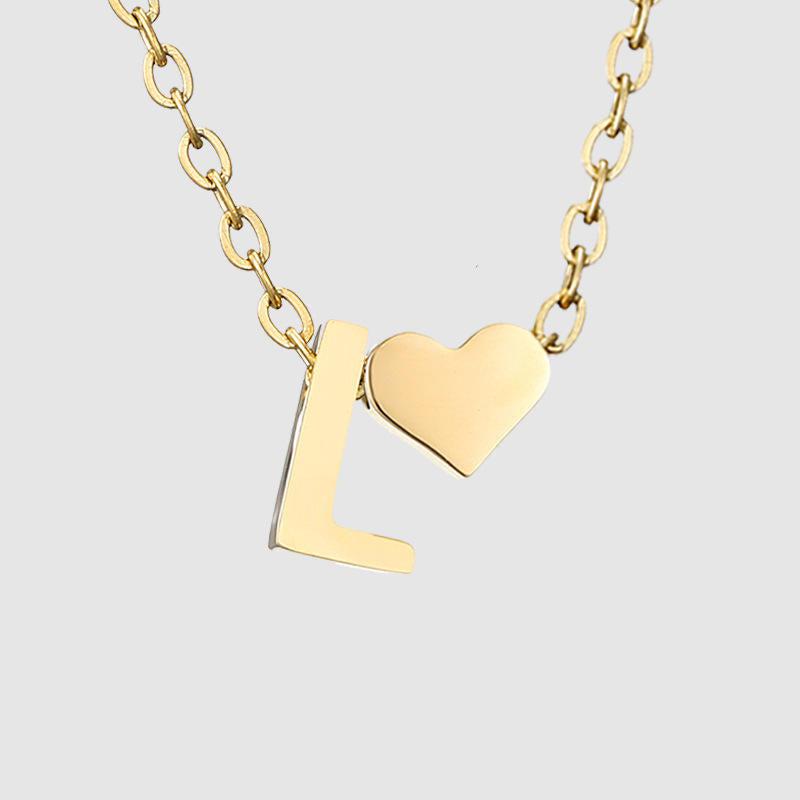 Dainty Initial Heart Necklace-Necklaces-NEVANNA