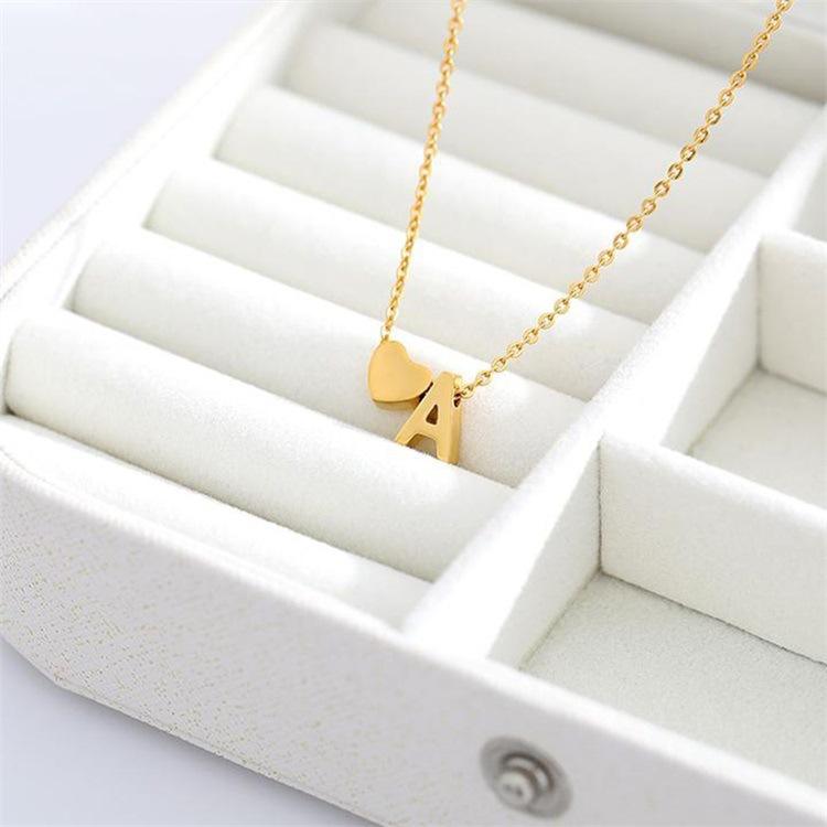 Dainty Initial Heart Necklace-Necklaces-NEVANNA