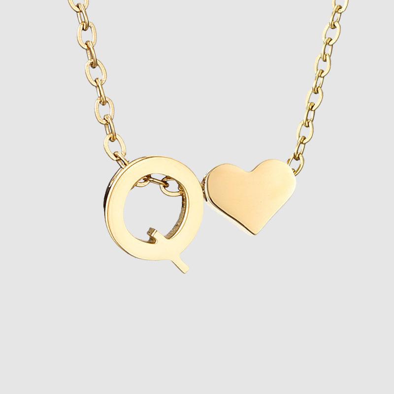 Dainty Initial Heart Necklace-Necklaces-NEVANNA