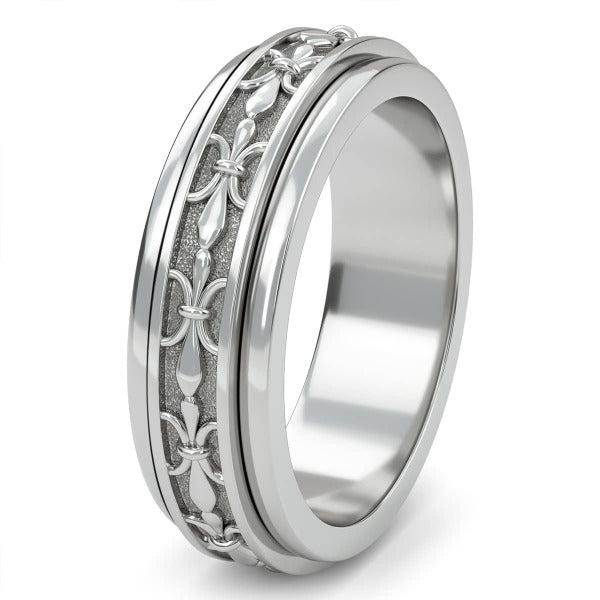 Fleur De Lis Vintage Spinner Ring-Rings-NEVANNA