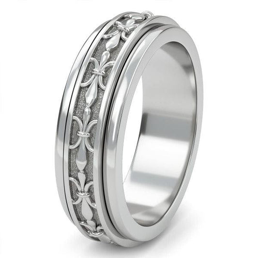 Fleur De Lis Vintage Spinner Ring-Rings-NEVANNA