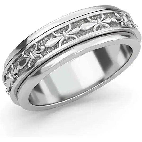 Fleur De Lis Vintage Spinner Ring-Rings-NEVANNA