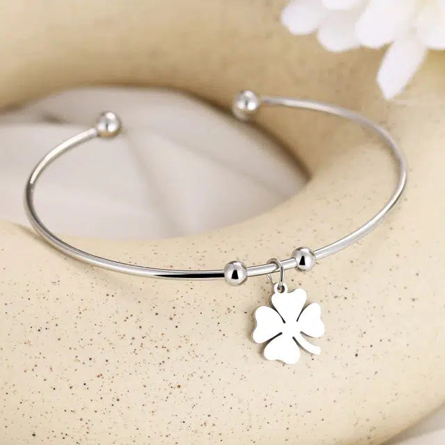 Four Leaf Clover Open Bracelet-Bracelets-NEVANNA