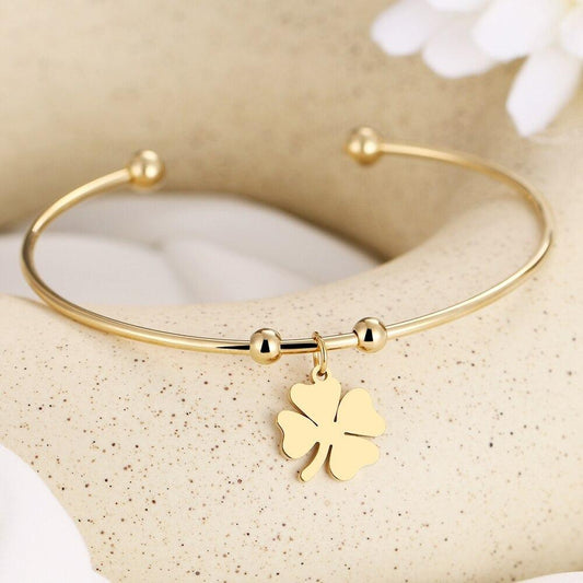 Four Leaf Clover Open Bracelet-Bracelets-NEVANNA