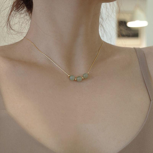 Gold and Jade Bead Necklace-Necklaces-NEVANNA