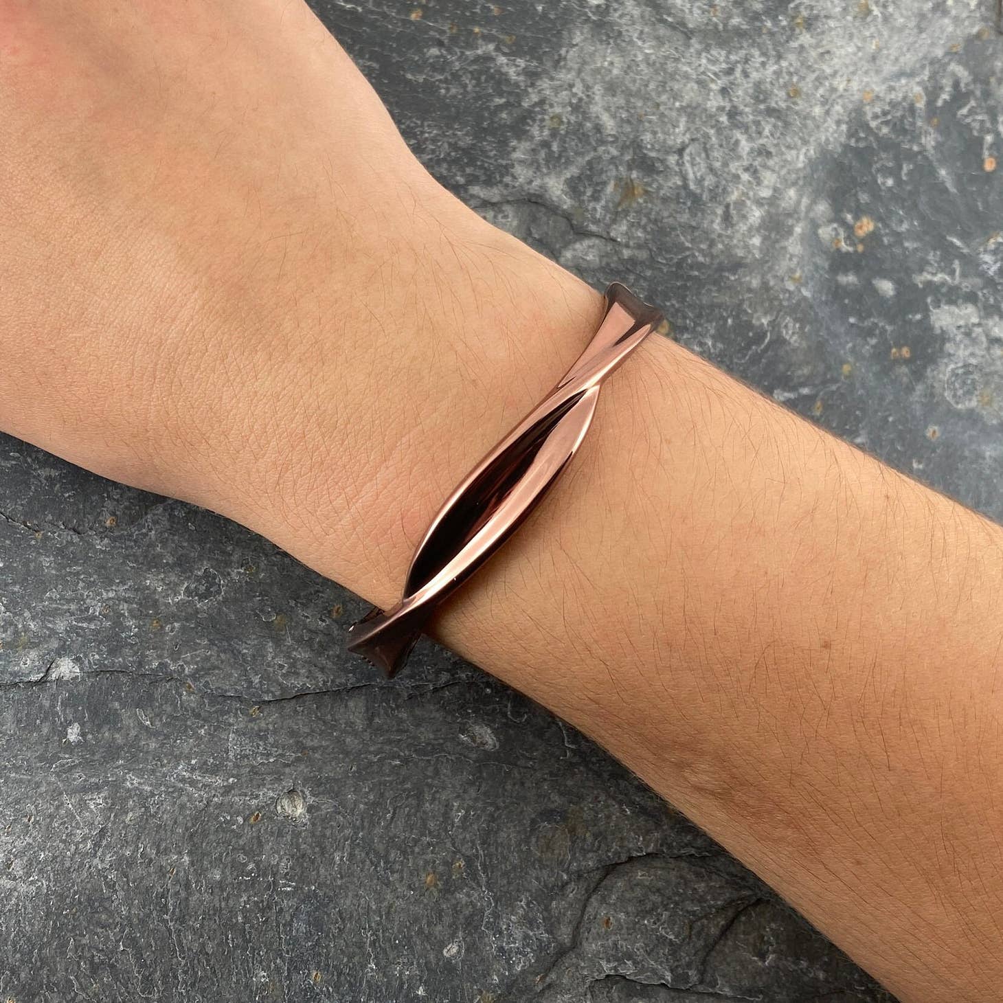 Hinged Twist Style Dark Copper Finish Bangle-Bracelets-NEVANNA