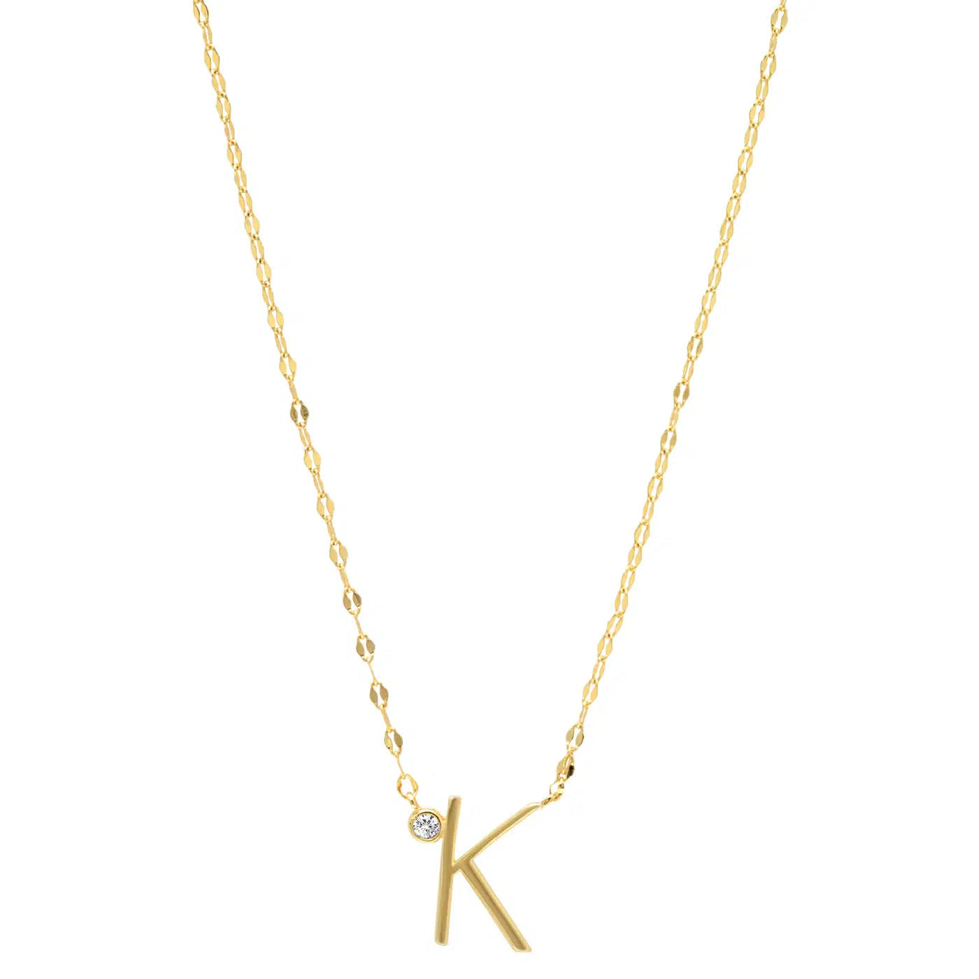 Letter Necklace with Zirconia-Necklace-NEVANNA