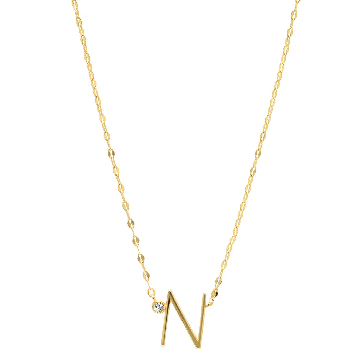 Letter Necklace with Zirconia-Necklace-NEVANNA