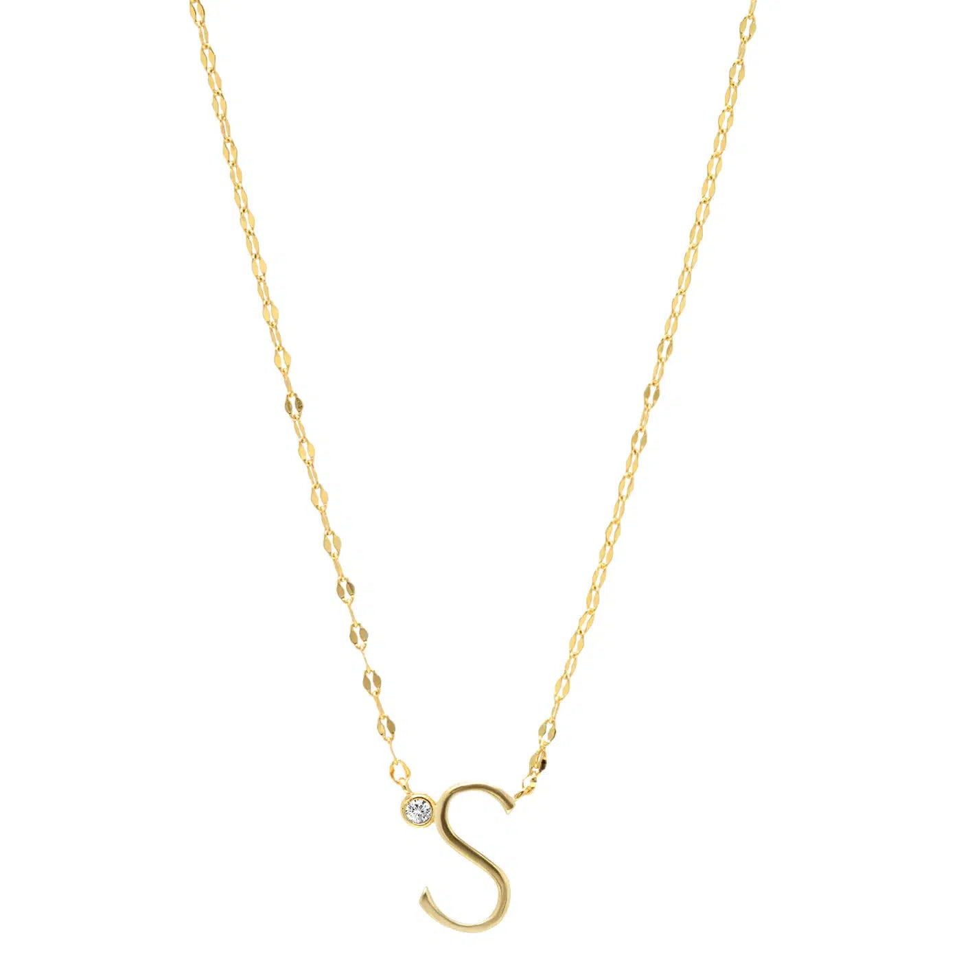 Letter Necklace with Zirconia-Necklace-NEVANNA