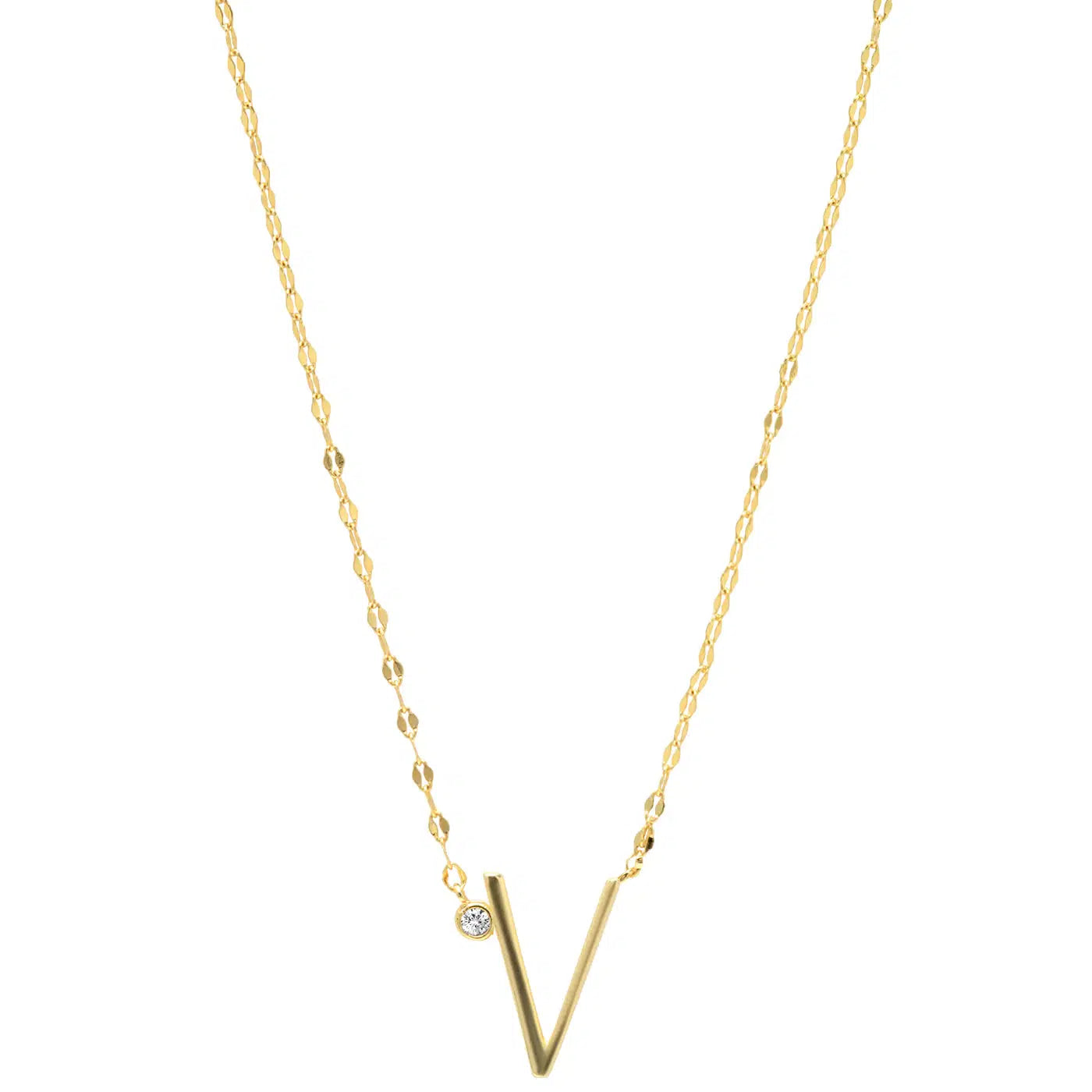 Letter Necklace with Zirconia-Necklace-NEVANNA
