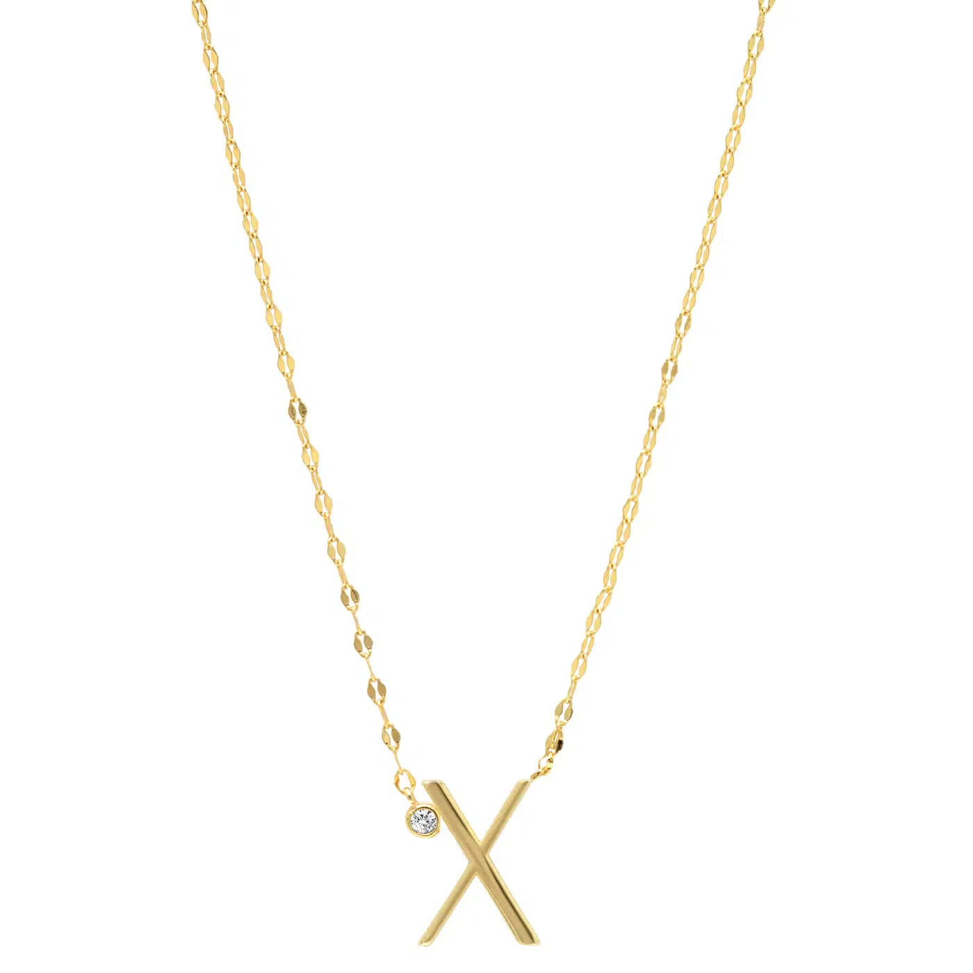 Letter Necklace with Zirconia-Necklace-NEVANNA