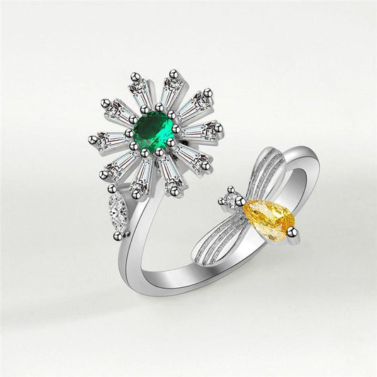 Anti-Anxiety Rotating Flower Ring-Rings-NEVANNA