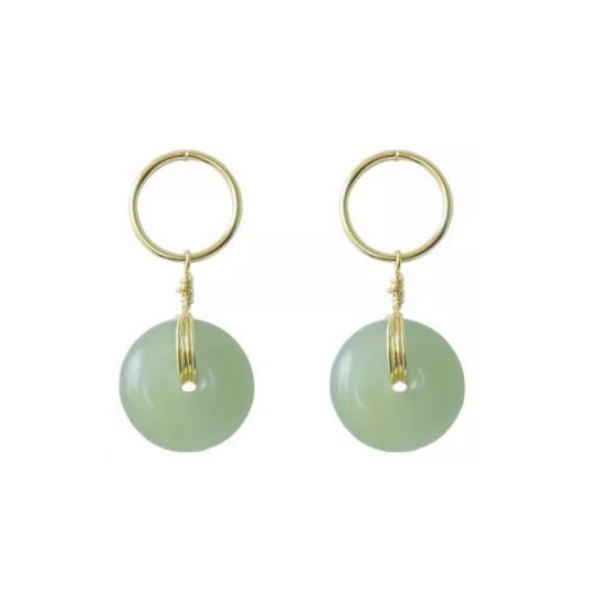 Loop Jade Bead Earrings-Earrings-NEVANNA