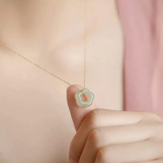 Lovely Floral Jade Necklace-Necklaces-NEVANNA