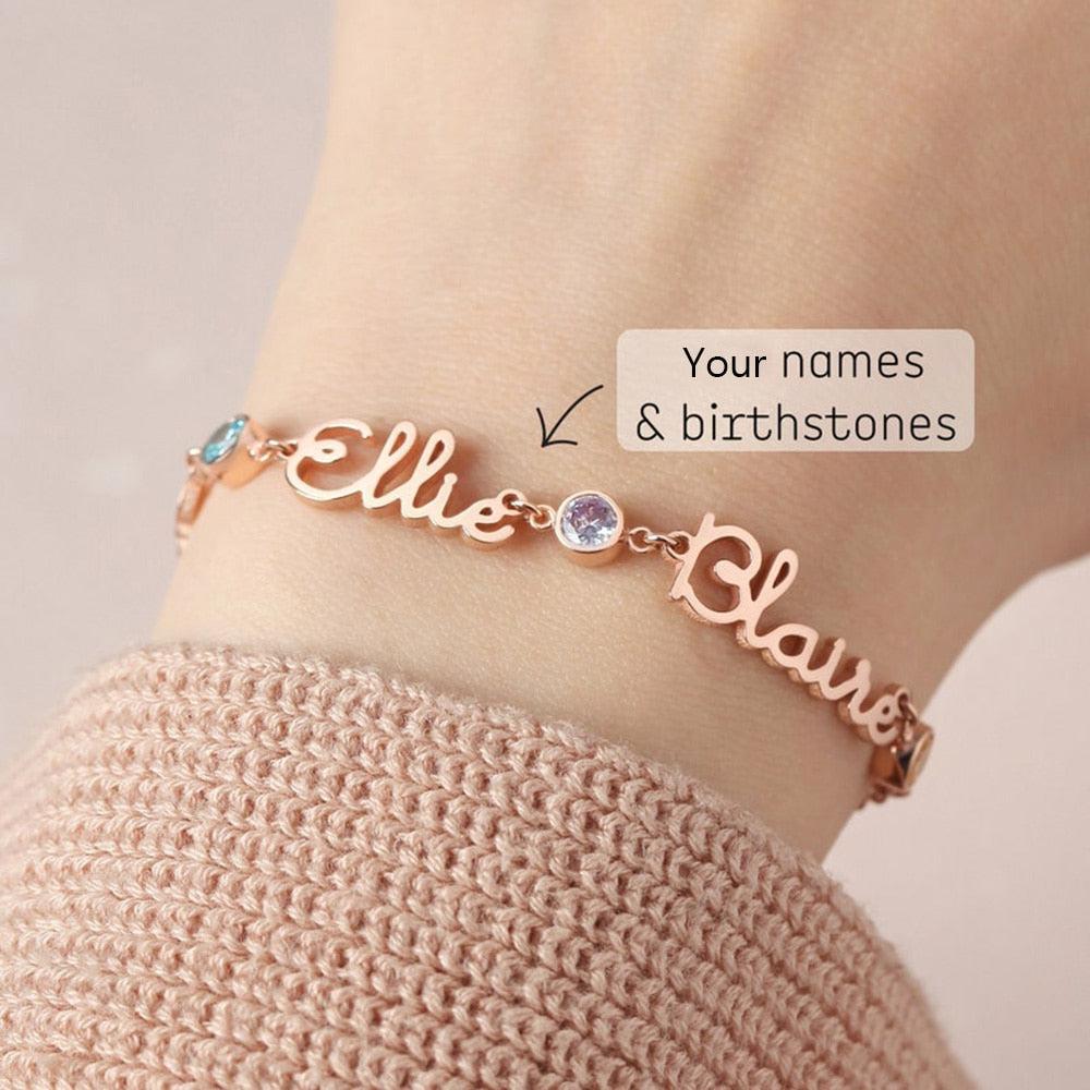 Multi-Name Custom Birthstone Bracelet-Bracelets-NEVANNA