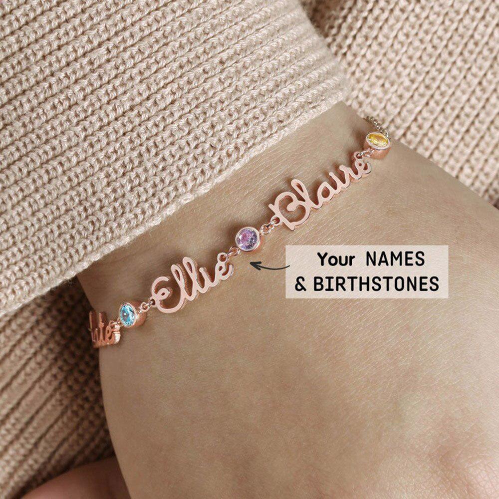 Multi-Name Custom Birthstone Bracelet-Bracelets-NEVANNA