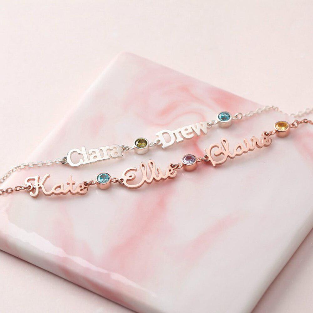 Multi-Name Custom Birthstone Bracelet-Bracelets-NEVANNA