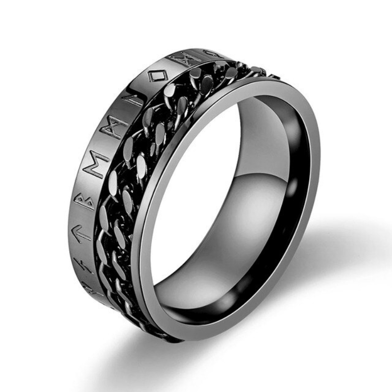 Nordic Runes & Chain Spinner Ring-Rings-NEVANNA