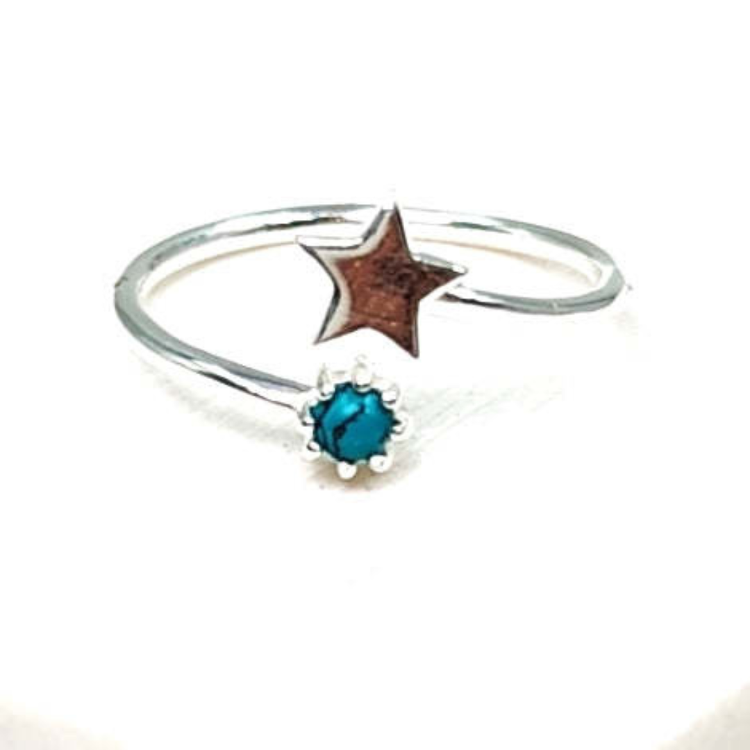 Open Turquoise and Star Ring-Rings-NEVANNA
