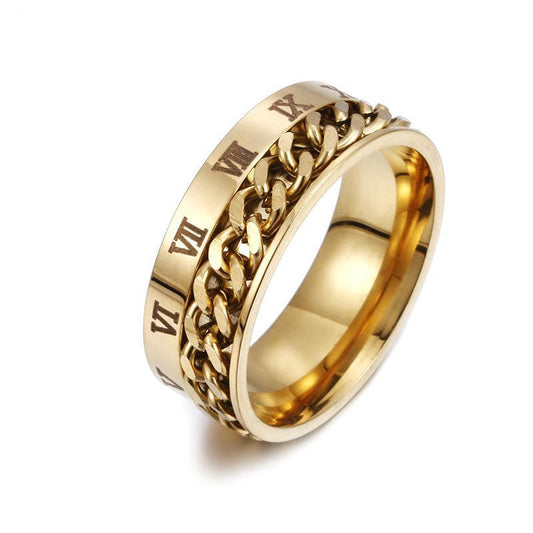 Roman Numeral Spinner Chain Ring-Rings-NEVANNA