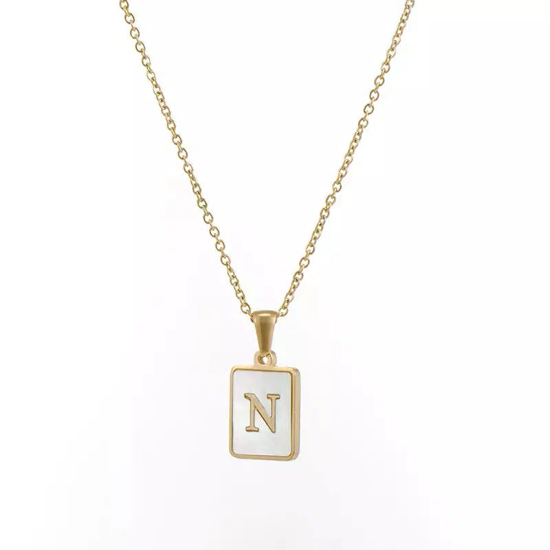 Square Pendant Necklaces Initial Necklace-Necklace-NEVANNA