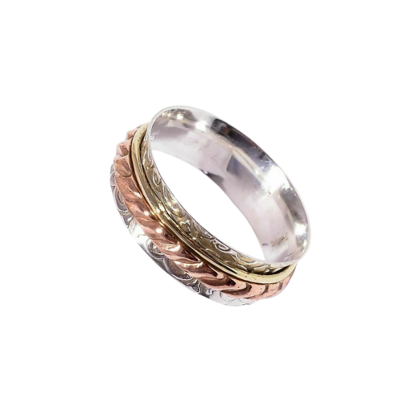 Three-Tone Hippie Spinner Ring-Rings-NEVANNA